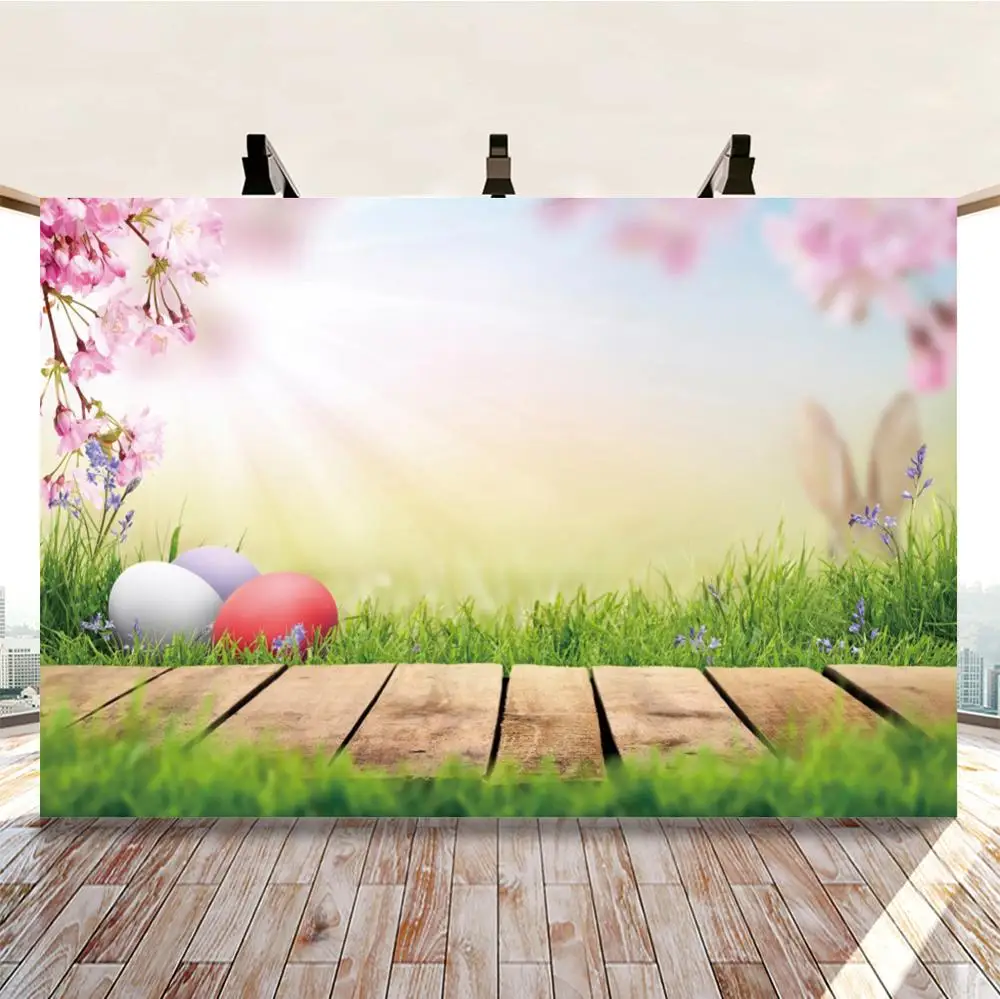 

Easter Spring Flower Grassland Wood Board Newborn Baby Portrait Scene Backdrop Photography Background Vinyl Photophone Photocall