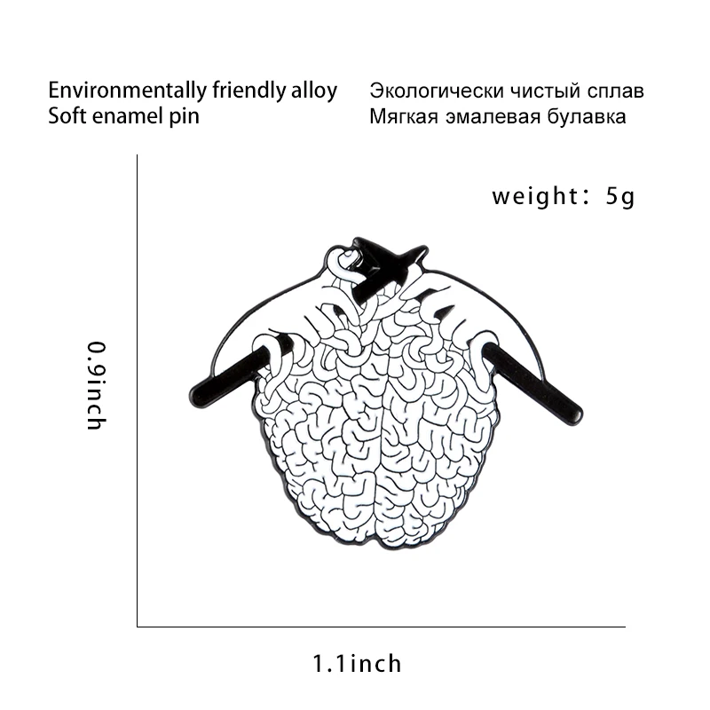 Новинка вязаный свитер с эмалью для мозга булавка на лацкане докторов и