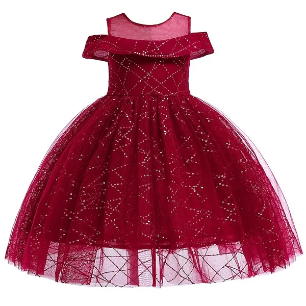 WineRed Детские платья для девочек; платье принцессы с вышивкой и золотой нитью; vestidos; Платья с цветочным узором для девочек; платья для свадьбы; костюм - Цвет: WineRed