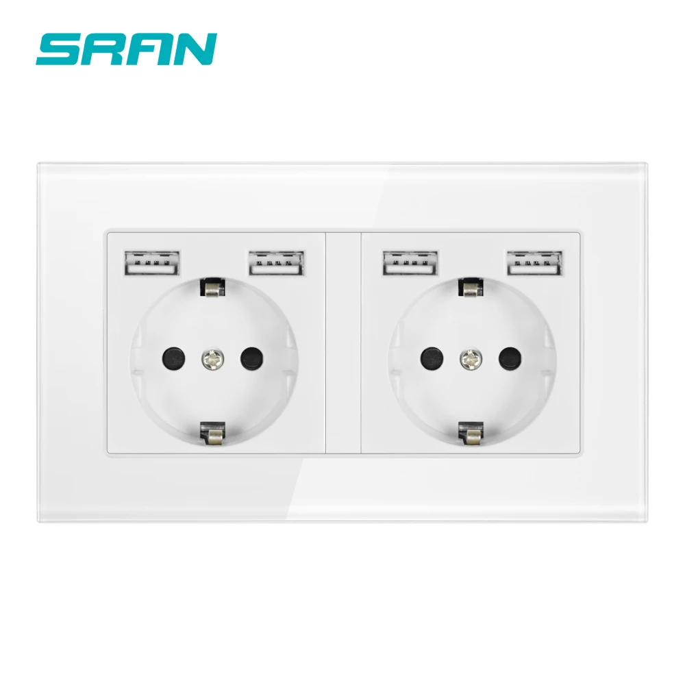 Настенная 16А ЕС стандартная Мульти Розетка, розетка с usb для дома, usb штепсельная полоса кристальная стеклянная панель