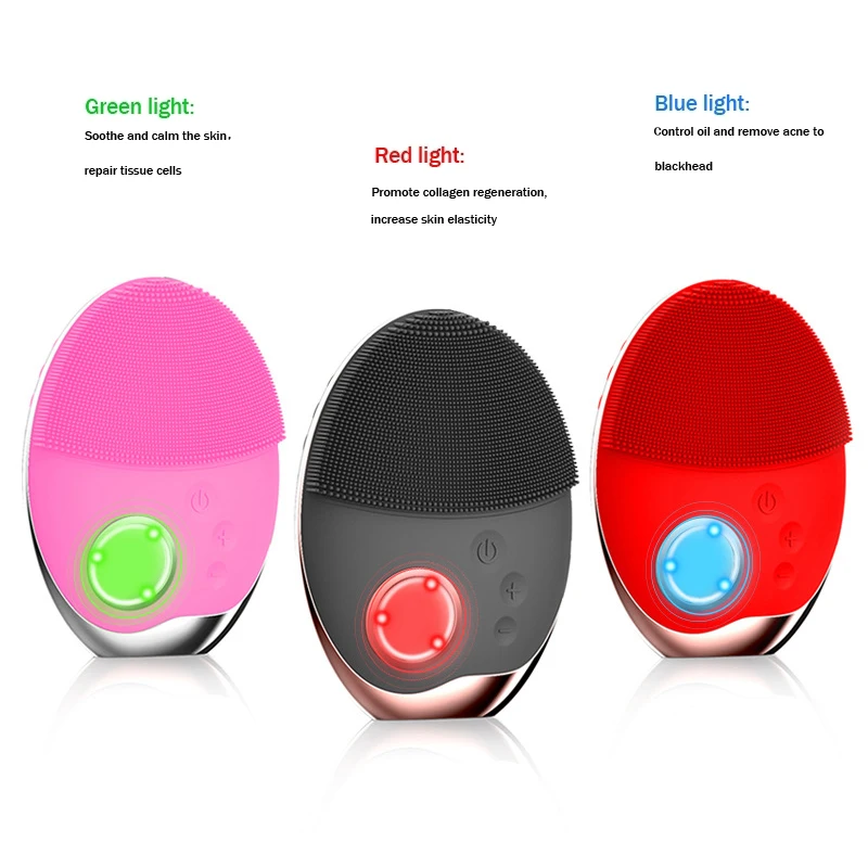 

Photon beauty facial cleansing brush Silicone Cleanser virbation massager wireless charge skin rejuvenation face clean brush