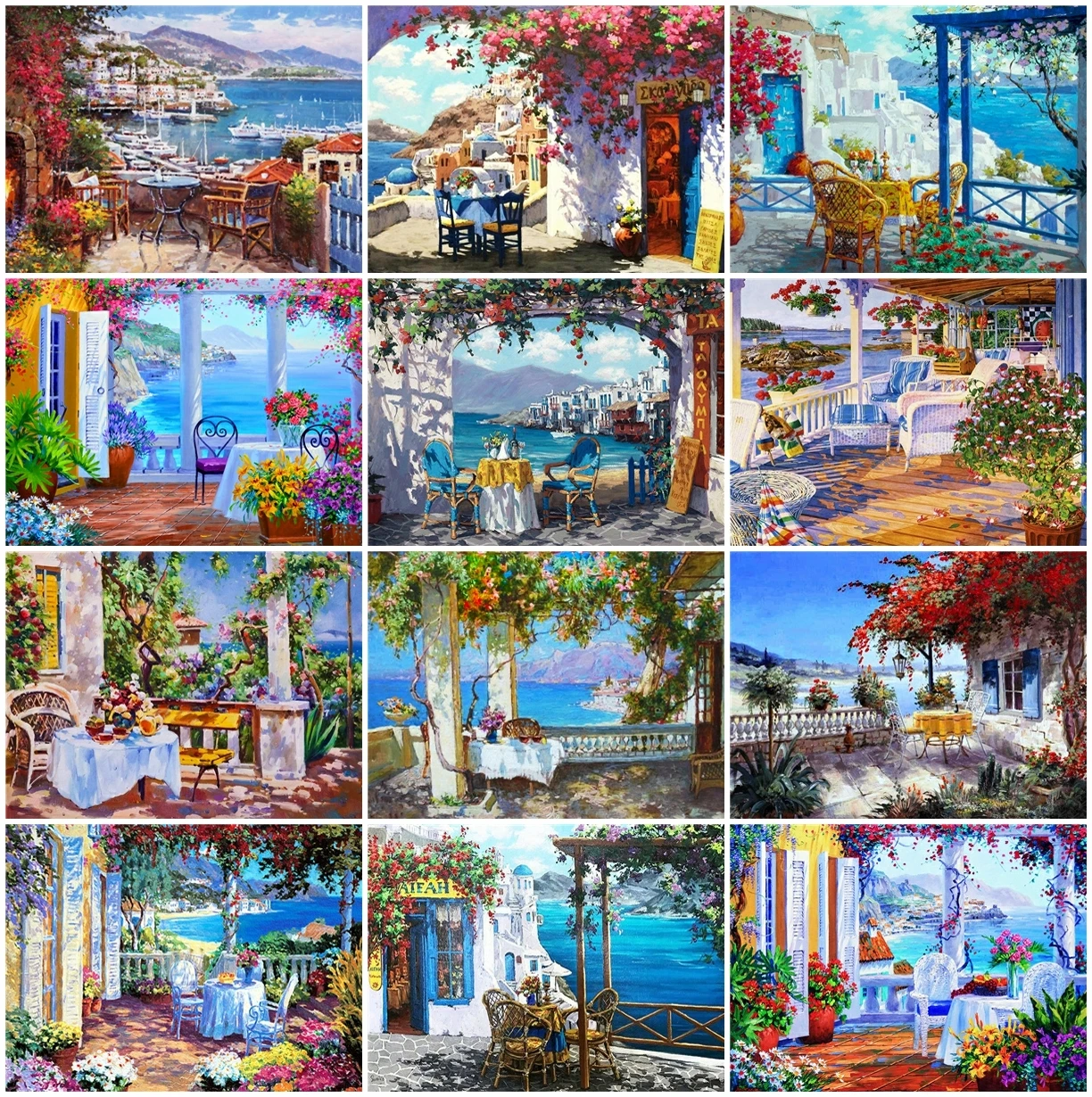 

AZQSD Алмазная вышивка побережье мозаика Полный Круглый Dril рукоделие алмазная живопись пейзаж Вышивка крестом Декор для дома