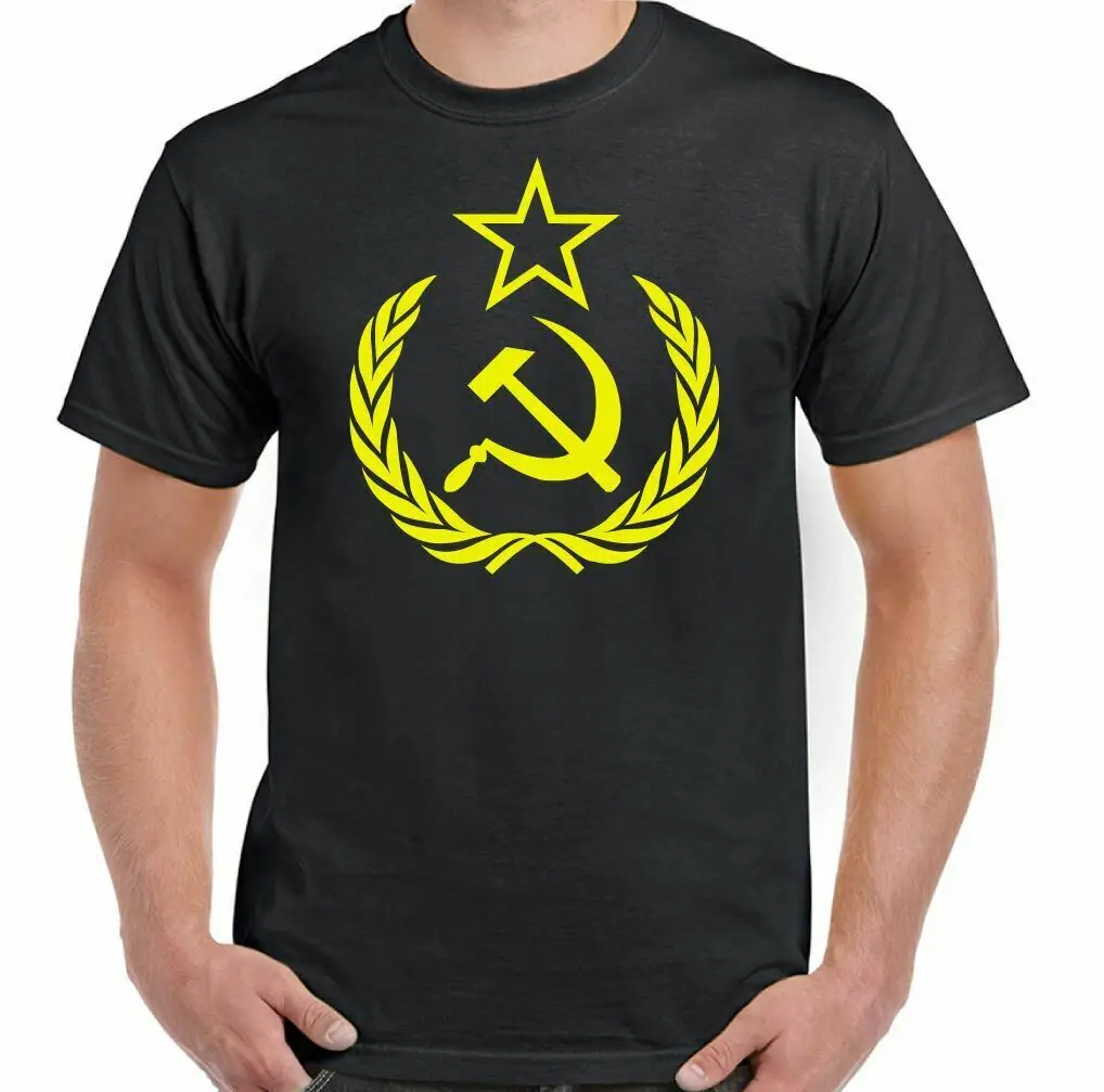 

Hammer & Sickle Mens Russian Communism T-Shirt Logo Russia USSR Soviet Union Shirts SHORT Casual Cotton O-Neck mens t shirts