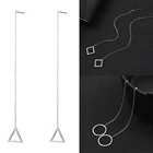 Женские Геометрические серьги-гвоздики Sipuris, корейские Линейные серьги из нержавеющей стали, ювелирные изделия, длинные цепочки, треугольные серьги-капли