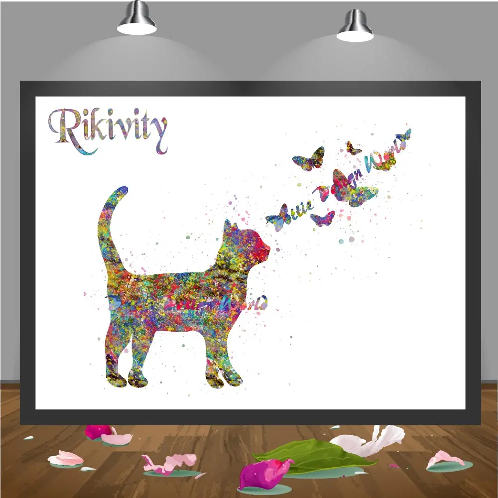 Rikivity кошка искусство животные настенный постер печатные картины декор для