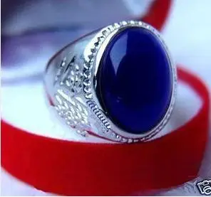 Красивые тибетские серебряные мужские кольца с Синим Опалом 8 # 11