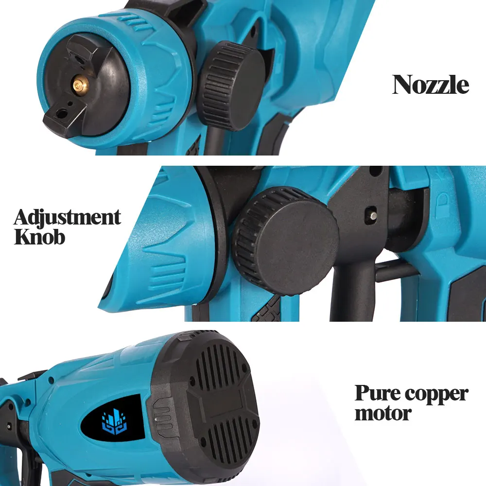 20V 600W Cordless Electric Spray Gun Rechargeable Li-ion Battery 800ML Household Portable Paint Sprayer Flow Control Airbrush |