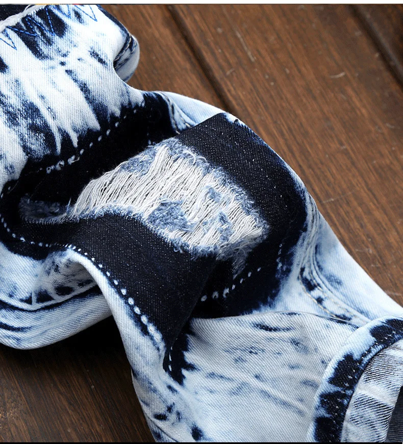 

NEW 2020 Autumn winter Men's hole straight jeans emblem embroidery patch Denim biker pants do old jeans splash-ink boom 29-42