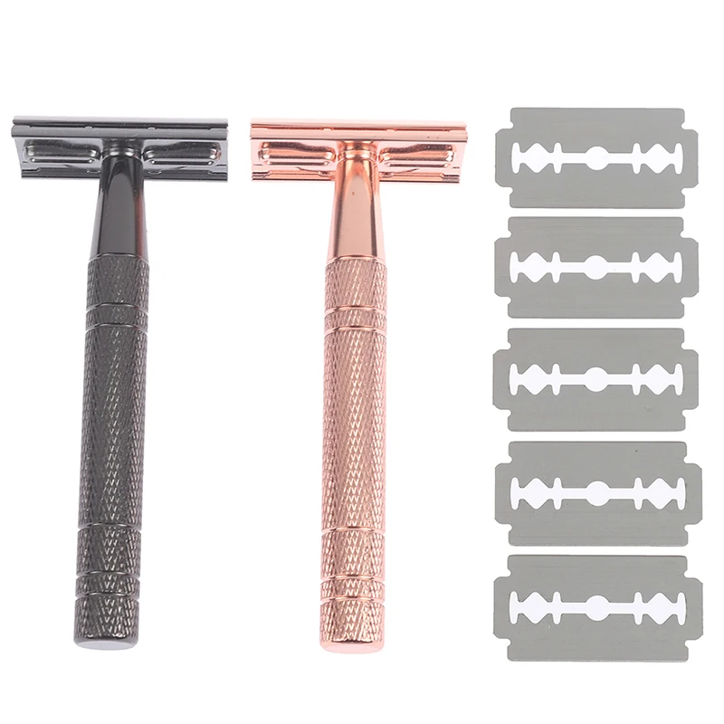 

Classic Shaving Double Edge Safety Razor + 5pcs Free Blades Vintage Shaver For Men