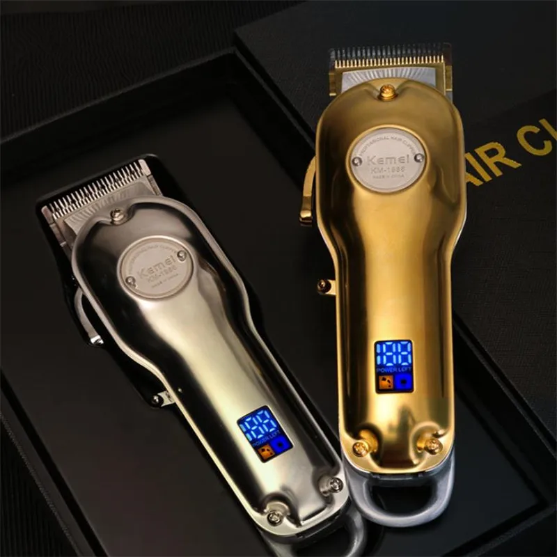 Electric Hair Clipper Professional All-metal Gold Silver Barber Cordless LCD Hair Trimmer Hair Cutting Machine Dropshipping 40#