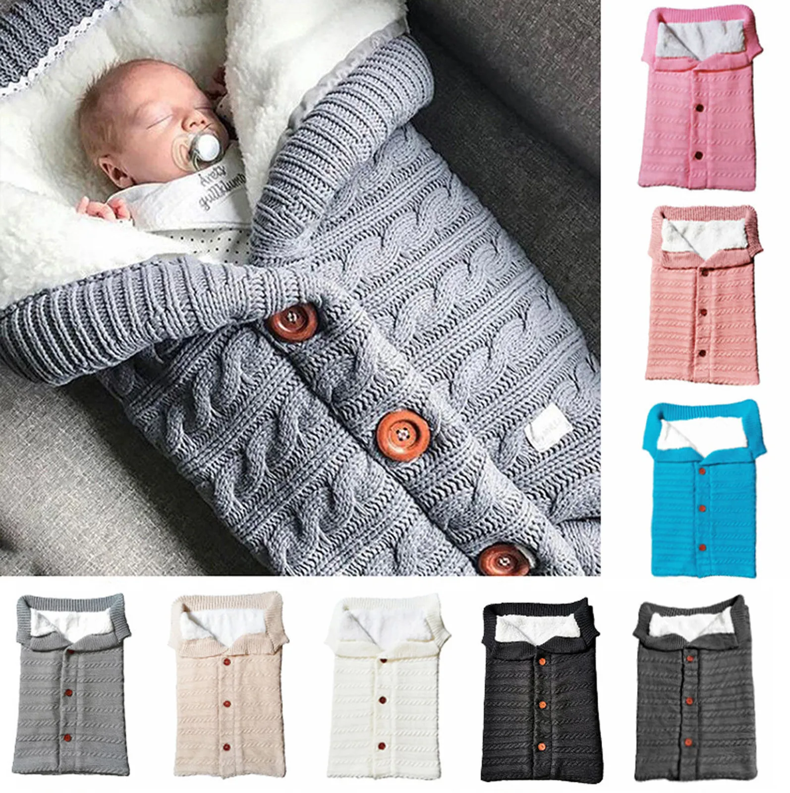 

Newborn Infant Baby Blanket Knit Crochet Winter Warm SwaddleWrap Sleeping Bag Sleeping Bags Toddler Little Baby Sleep Sack