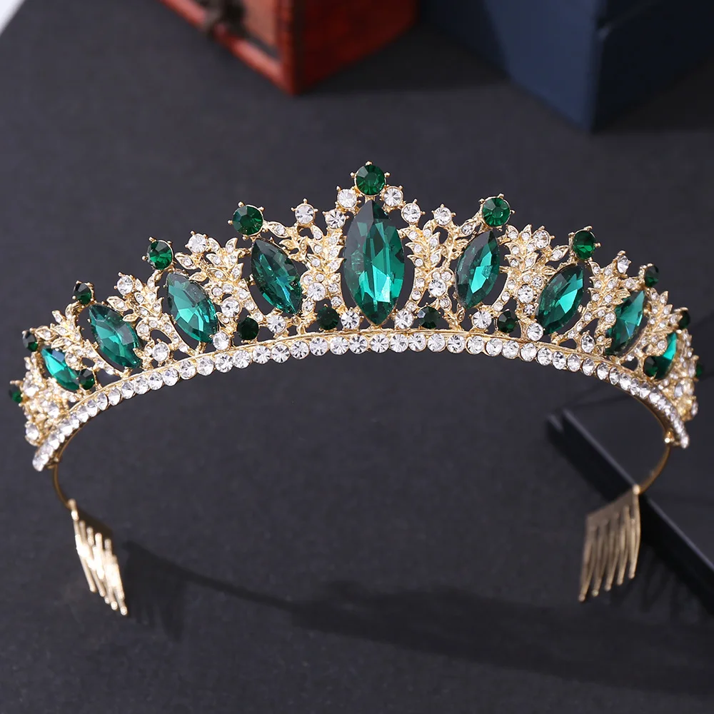 

KMVEXO Crystal Bridal Tiaras Crown with Combs Rhinestone Pageant Diadema Collares Princess Headpieces Wedding Hair Accessories