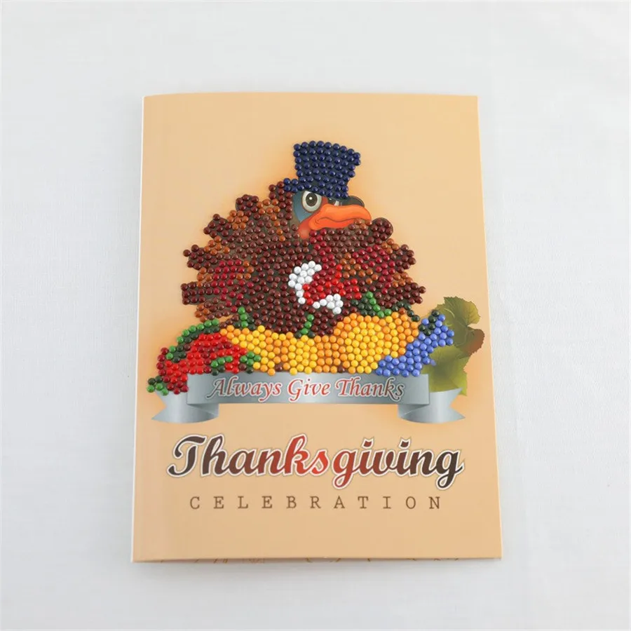 

4 pcs/lot Thanksgiving card with diamond painting embroidery 5D Holiday greeting card amazing shiny gifts for friend relatives