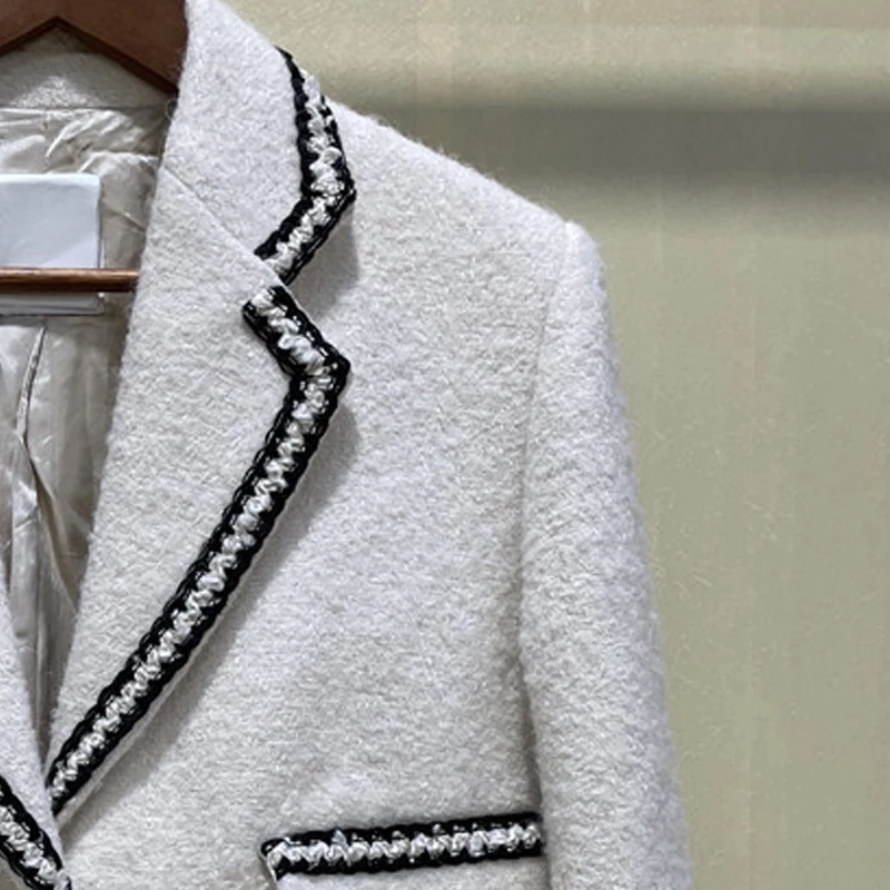 Женский тёплый пиджак однобортный с длинным рукавом элегантный Блейзер во