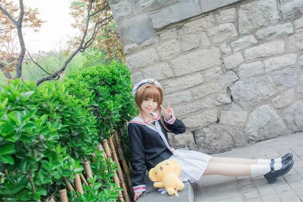 Школьная форма для косплея юбка галстук и парик |