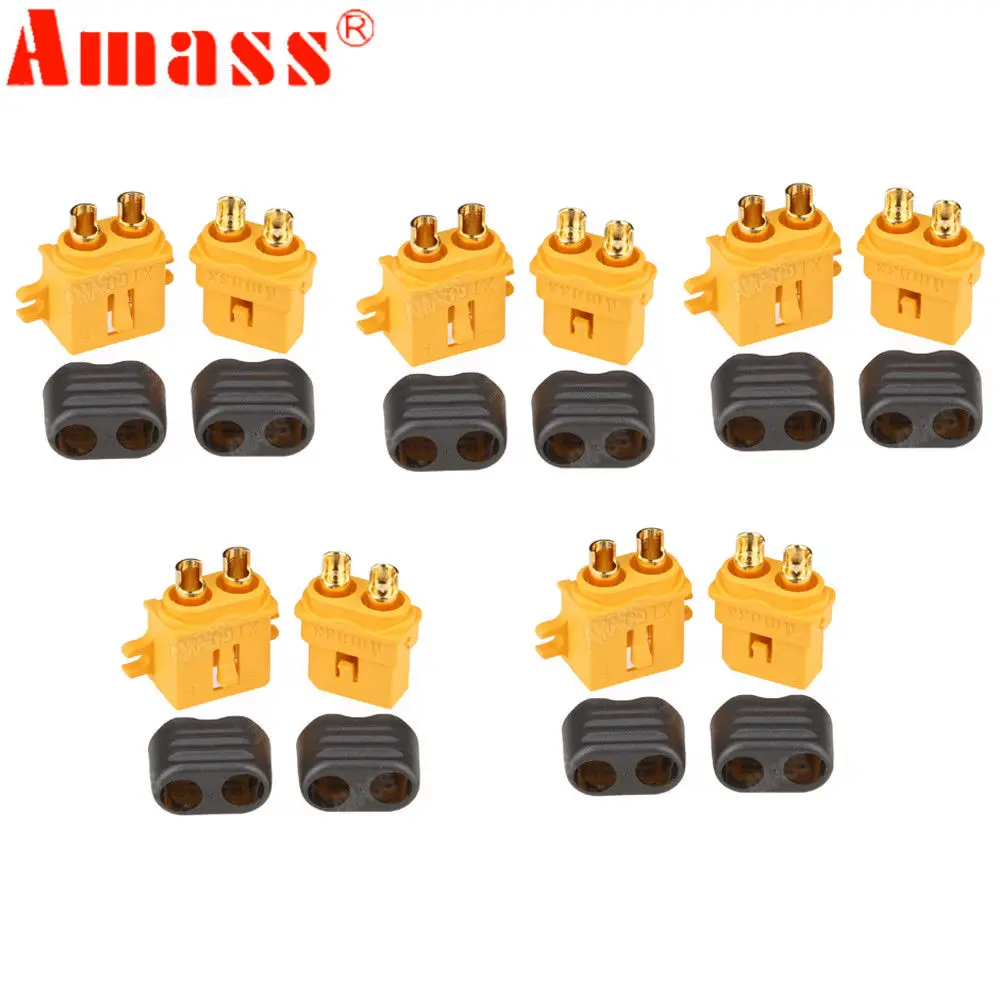 100 пар Amass XT60L штекер и гнездо 3,5 мм Позолоченные пули разъемы с замком защитная втулка для батареи Lipo RC