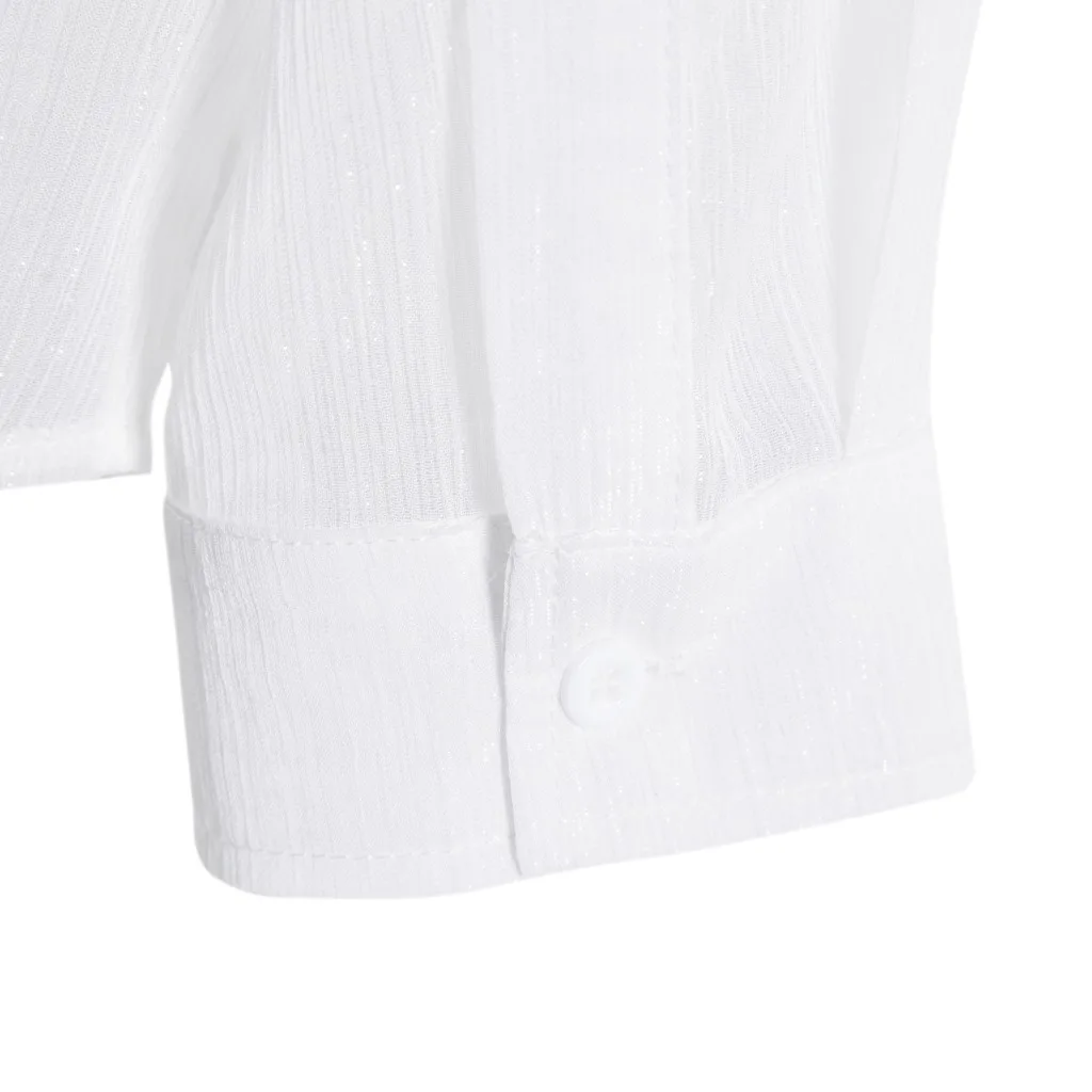 

Summer Solid White Men's Shirt Thin Soft Breathable Fashion Classic Turn-Down Collar Long Sleeve See-Through Top Shirt