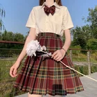 Японская женская модель 2022, Новая женская школьная форма с завышенной талией, плиссированная клетчатая мини-юбка трапециевидной формы в стиле Харадзюку для студентов