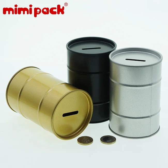 Mimipack круглая металлическая жестяная банка для монет, копилка 77x115 мм, коробка для хранения денег, держатель для ручек, подарок для детей в 3 цветах, 1 штука