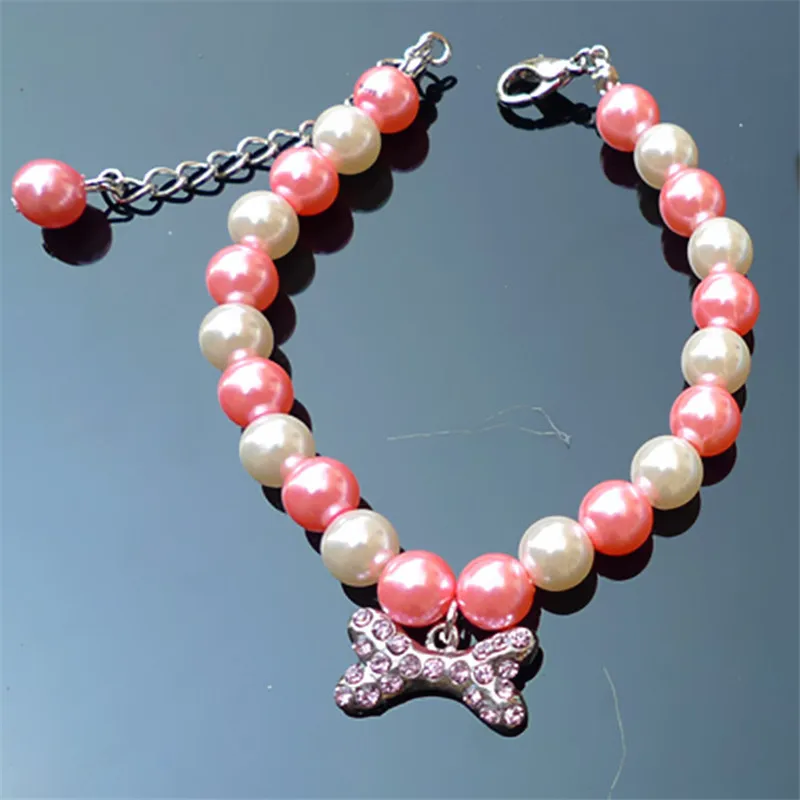 

Милые аксессуары для домашних животных, кости Стразы Щенок Кот жемчужное ожерелье для домашних животных аксессуары любовь Алмазный домашн...