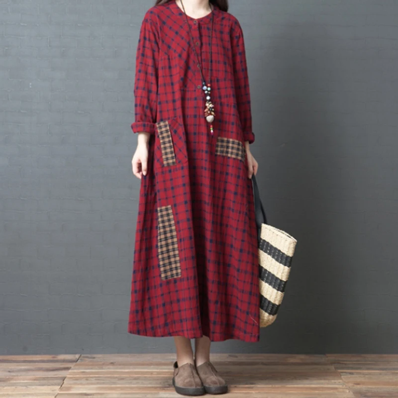 Осенняя одежда для пышных девушек новое художественное свободное приталенное