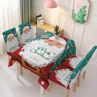 5pcsset christmas tablecloth chair cover slip wear resistant christmas themed tablecloth set for household home textile