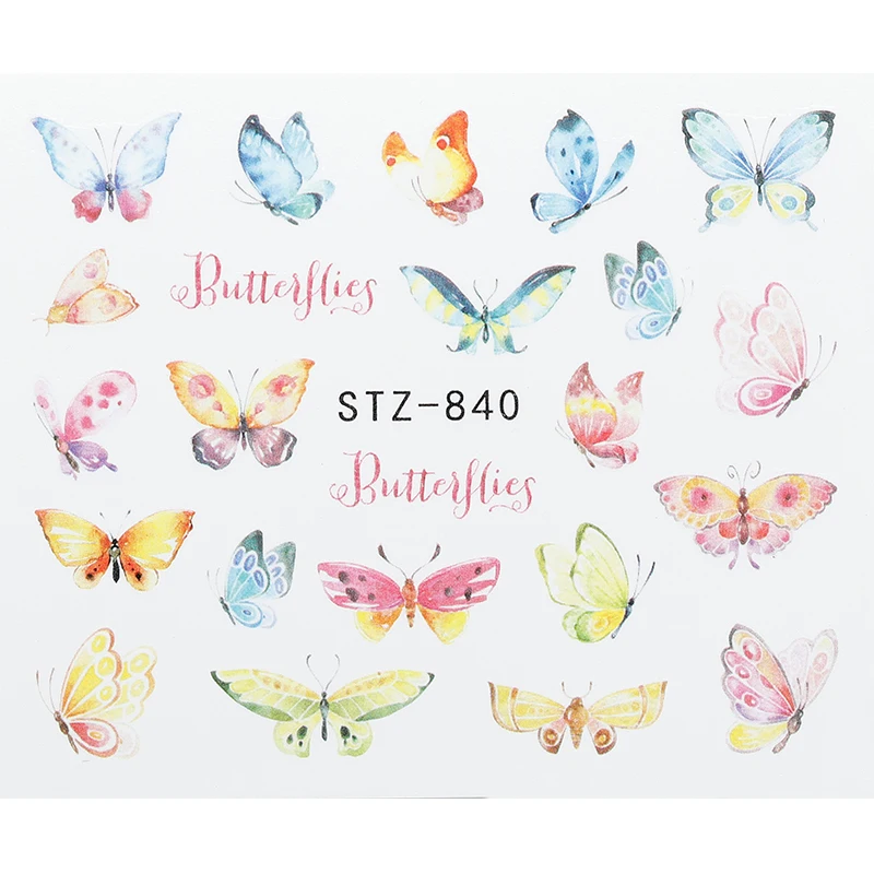 1 лист наклейки для ногтей Бабочка Лето Красочные переводные УФ гель лак DIY