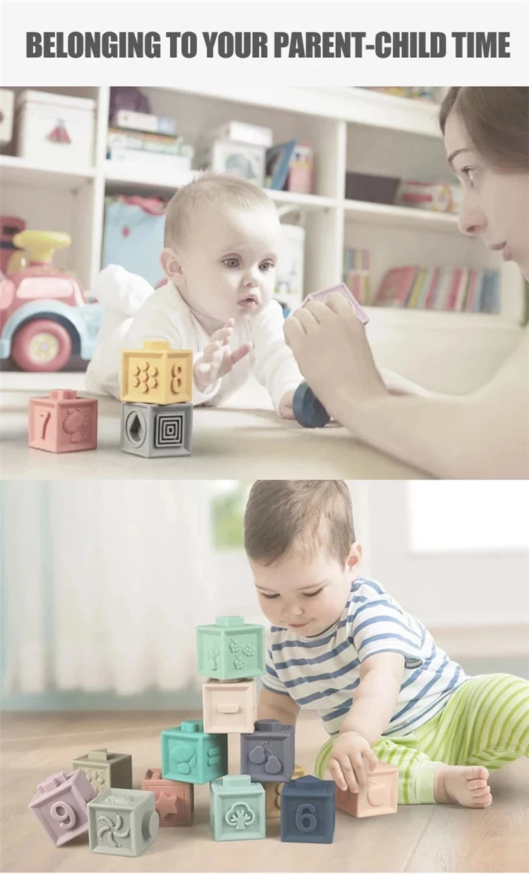 

Infant puzzle hand catching ball, assembling building block toy, soft rubber baby gift