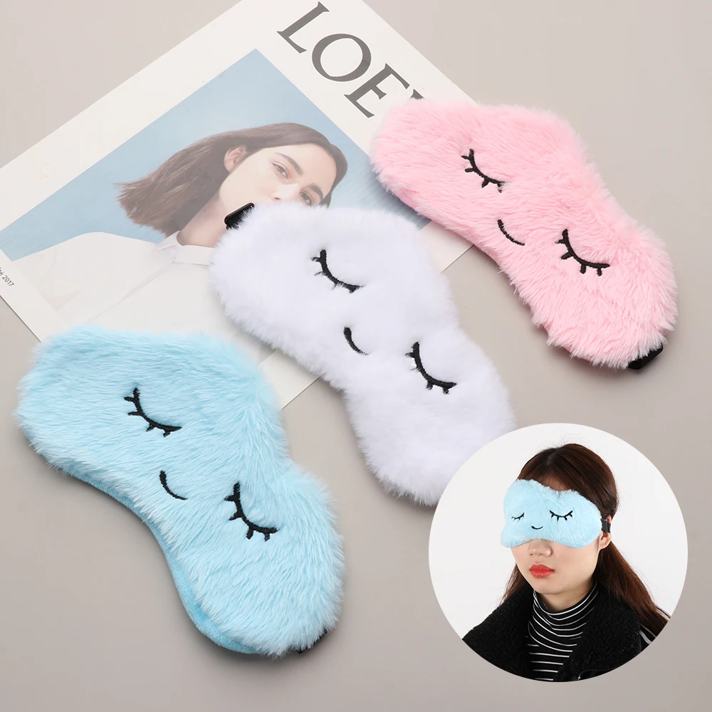 Маска для глаз плюшевая мягкая с рисунком 1 шт. |