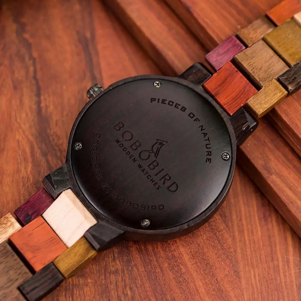 

BOBO BIRD Wood Watch Men Women Quartz Week Date Timepiece Wood Band Lover Couple Watches For Anniversary Gifts Customized Logo