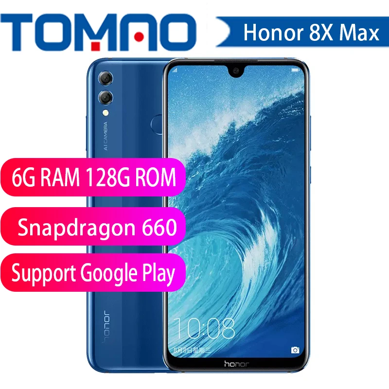 Оригинальный Смартфон HONOR 8X Max 6G globalrom 5000 мАч 7 12 "FHD дисплей Snapdragon 636/660 Android 8 1