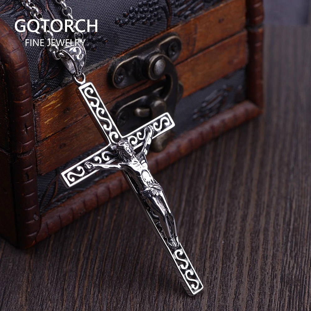 

Real Pure 925 Sterling Silver Catholic Crucifixes Pendant For Men And Women Retro Antique Religious Jewelry Pendente