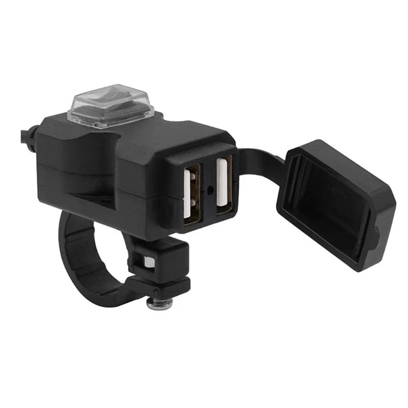 

Easy Installation 12V Motorbike Power Supply Socket with Dustproof Cover Dual USB Charger Handlebar Extension Charger
