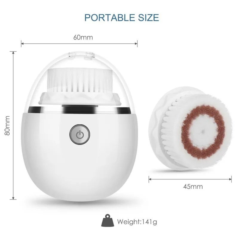 

Facial Cleansing Brush Sonic Electric Face Cleanser Waterproof Soft Deep Pore Massage 3 Heads 3 Modes Wireless Charging