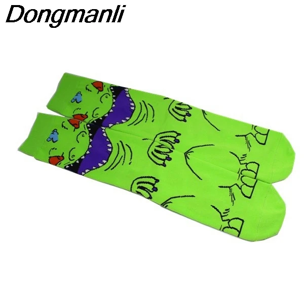P4262 1 pair Dinosaur Personalise Reptar Men Cotton Socks Clown Famous Horror Movie Socks Unisex Funny Novelty Socks