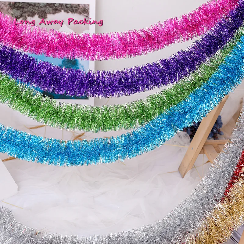 

2 м металлическая фольга звезда ротанговая мишура гирлянда украшения для новогодней елки золотая серебряная проволока мишура Гирлянда укр...