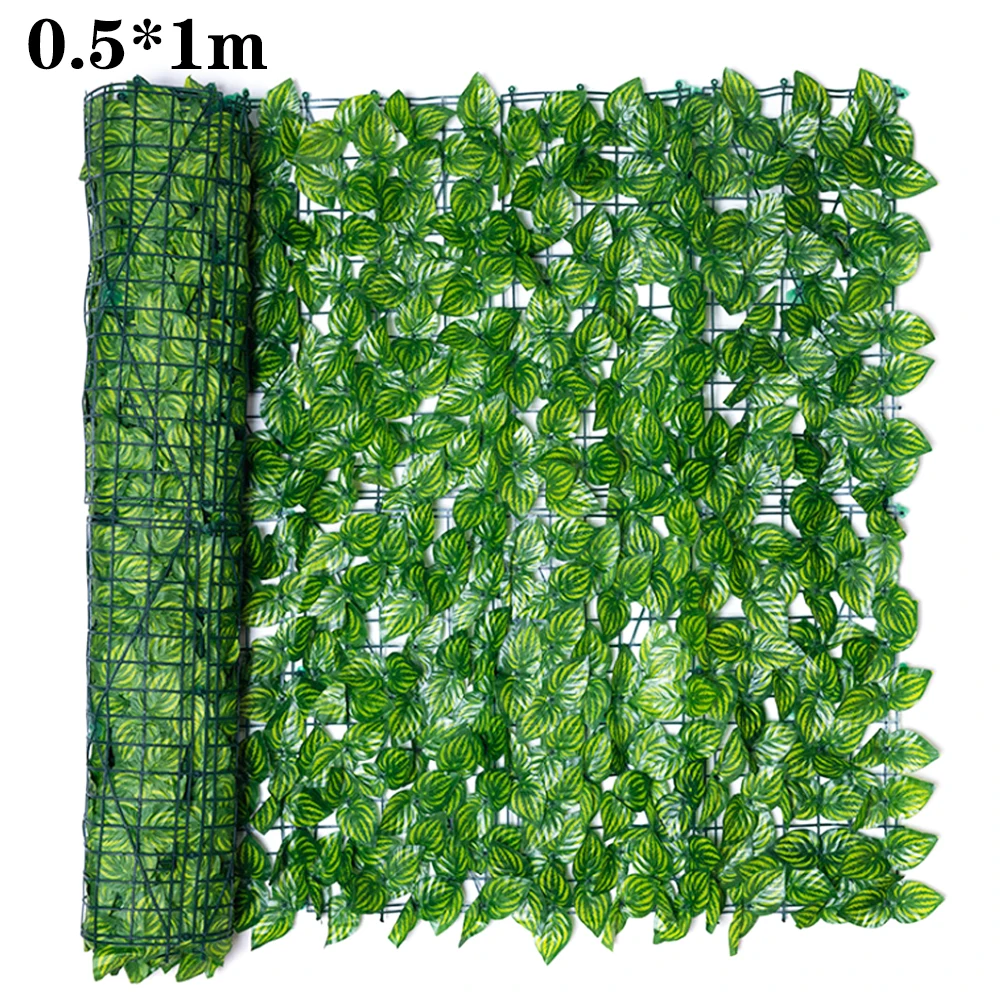 

Garden Plant Fence Artificial Faux Green Leaf Privacy Screen Panels Rattan Outdoor Hedge Garden Home Decora 0.5X1M