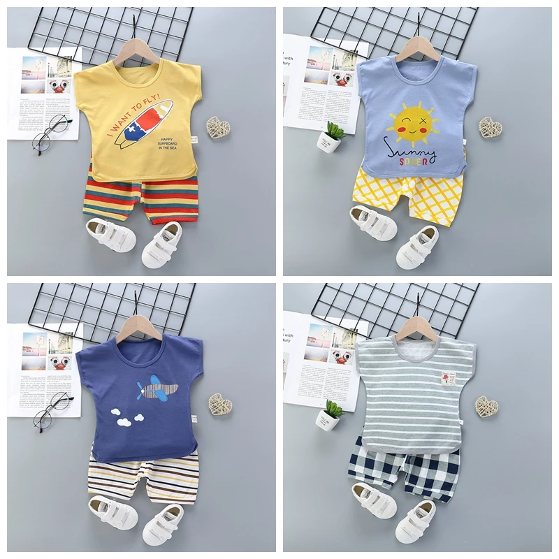 Комплект одежды для маленьких мальчиков и девочек футболка шорты летняя пляжная