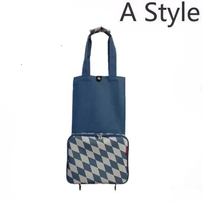 A Style Blue plaid Портативная женская сумка для покупок, большая покупка, сумки на колесиках для овощей, складные сумки для покупок - Цвет: A Style Blue plaid