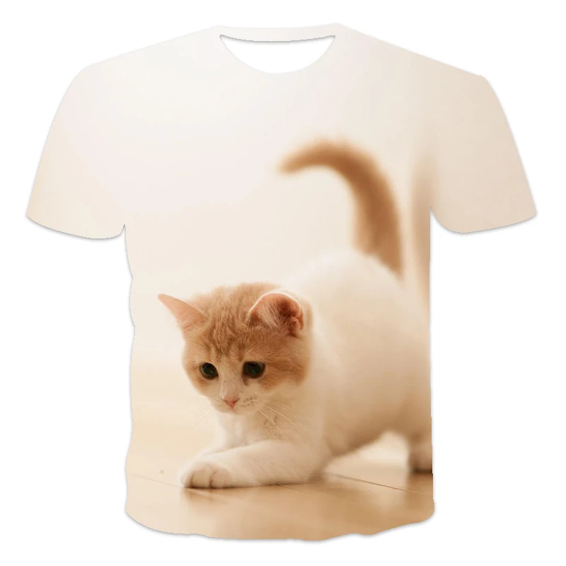 

2021 new cat 3D printing pattern best-selling trendy men and women fashion street hip-hop T-shirt