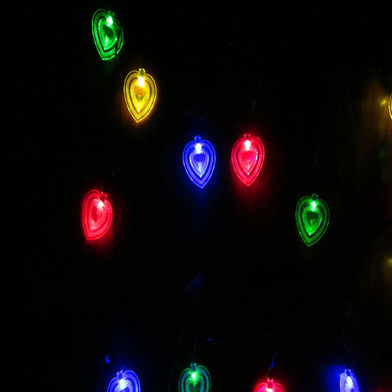 Гирлянда на солнечной батарее 20 светодиодов в форме сердца Декоративная