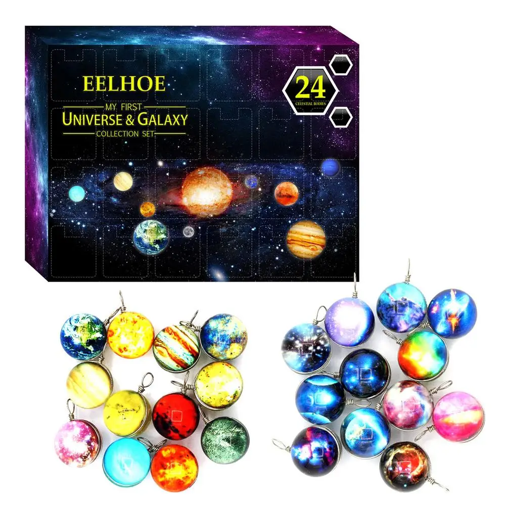 

2020 24pcs Cosmic Galaxy Advent Calendar Interesting Universal Decoration 2021 New Year Toys Earth Science Kit For Kid Gift