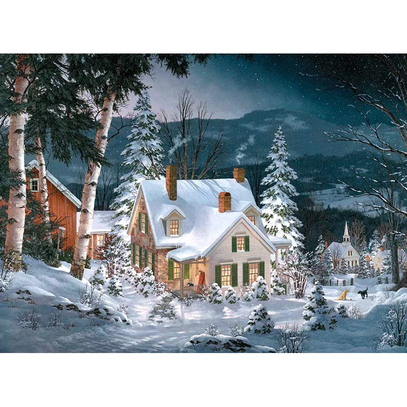 Алмазная 5D картина сделай сам зимний Снежный пейзаж мозаика вышивка крестиком