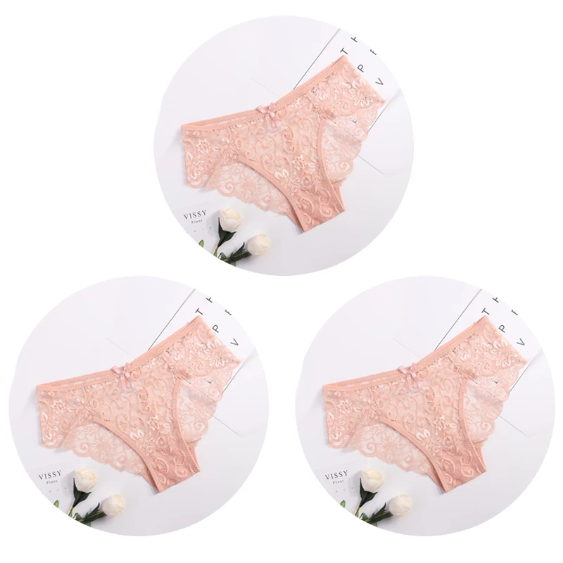 3pcs khaki 3 штуки, женские сексуальные трусы-брифы, кружевные удобные женские трусы, модные женские трусы, нижнее белье - Цвет: 3pcs khaki