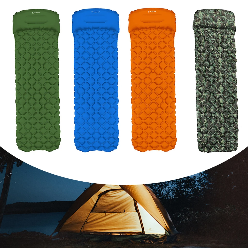

Inflatable Air Mattress Camp Mat Ultralight Camping Sleeping Mat Backpacking Hiking Travel Portable Tent Bed Nylon Sleeping Pad