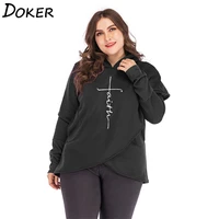 women hoodies sweatshirts 2021 autumn winter casual fashion faith cross embroidered pullovers long sleeve tops oversized hoodie