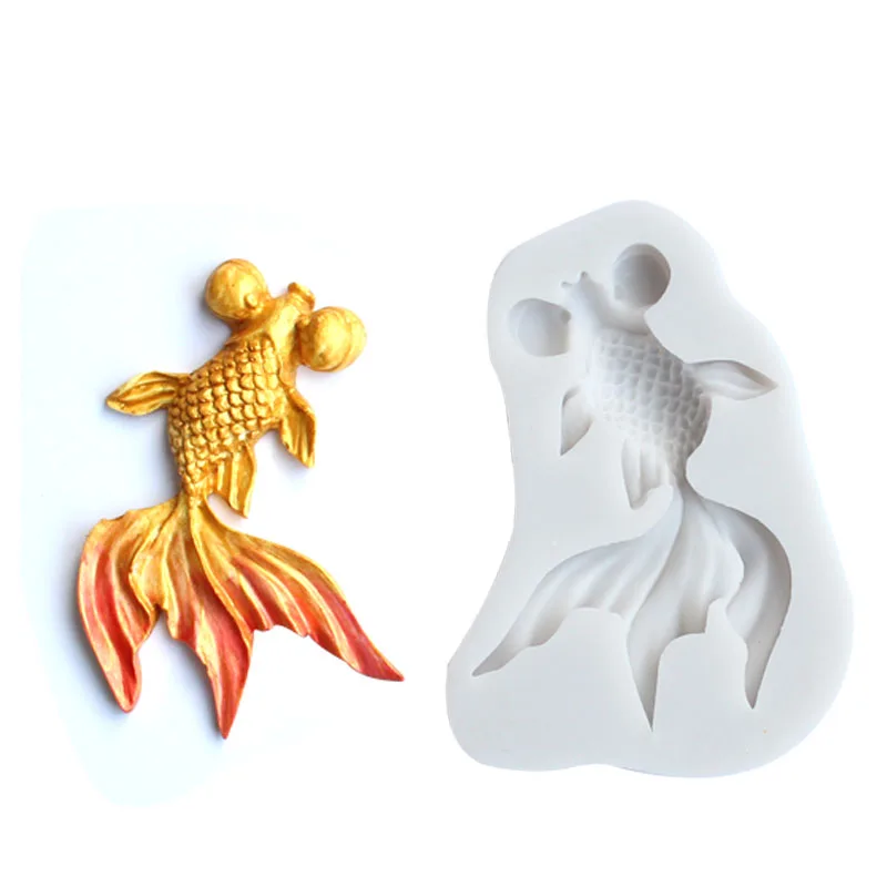 3D золотая рыбка помадка торт плесень силиконовая форма для сахарной пасты цветок