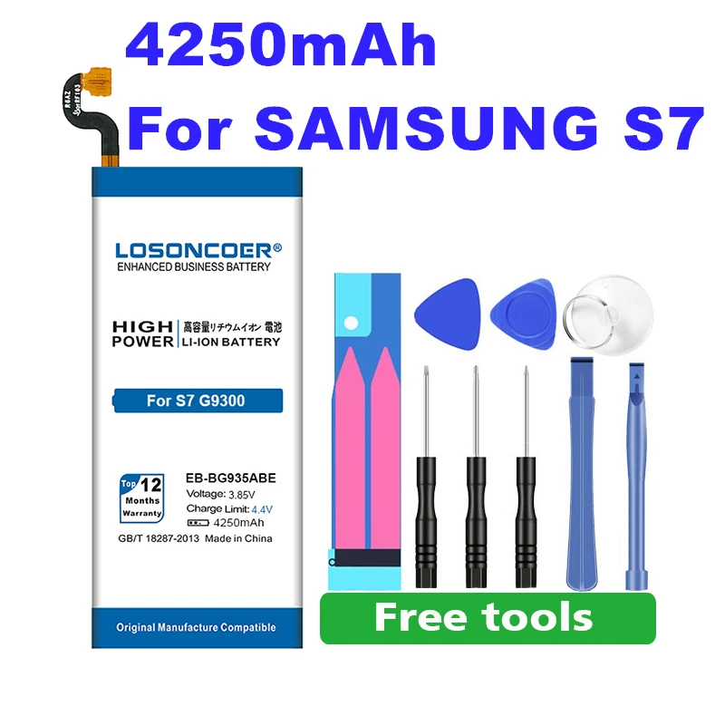 LOSONCOER 4250 мА/ч, EB-BG930ABE Батарея для samsung GALAXY S7 G9300 SM-G9300 SM-G930 G930 G930F G930FD G930W8 G9308 Батарея