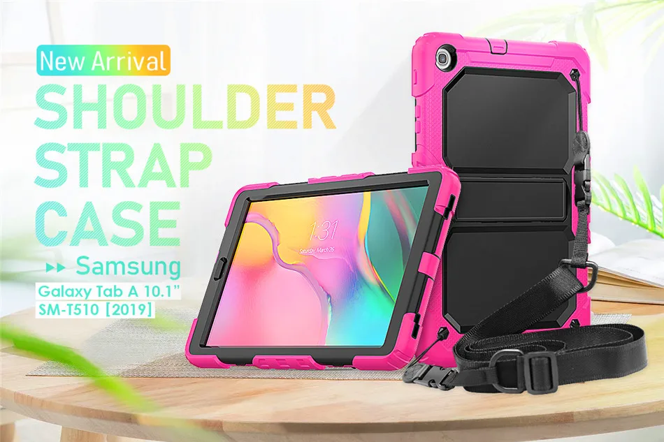 Чехол для samsung Tab A 10,1 SM-T510 SM-T515 T510 сверхмощный прочный противоударный чехол tab A 10,1 в Kickstand+ шейный ремень