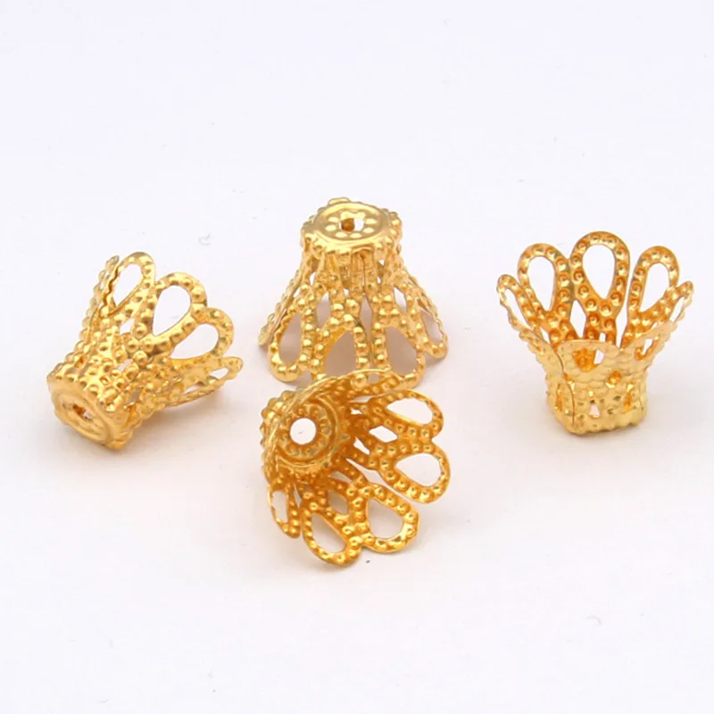 

200pcs 4.5x6/7x9/8x12/11x15mm Spacer Flower End Caps Filigree Spacer Beads Caps Charms Bead For DIY Jewelry Making Findings